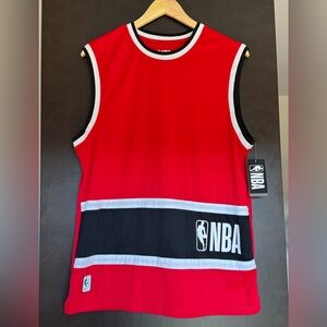 NWT NBA Men’s Red and Black Sleeveless Jersey